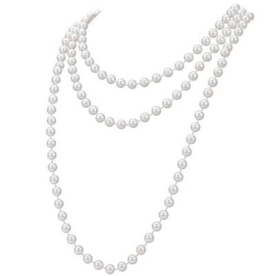 Long Faux Pearl Strand Necklace