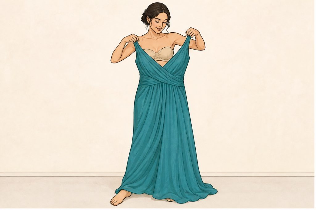 Put on teal maxi dress