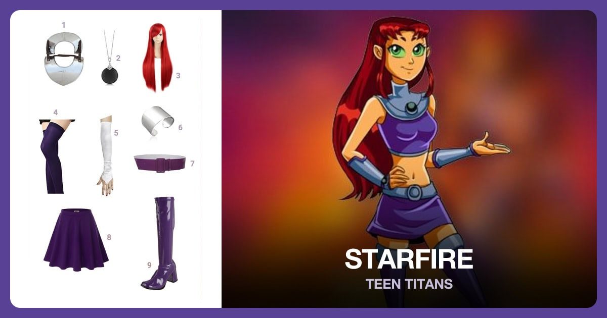Starfire costume outfit and accessories