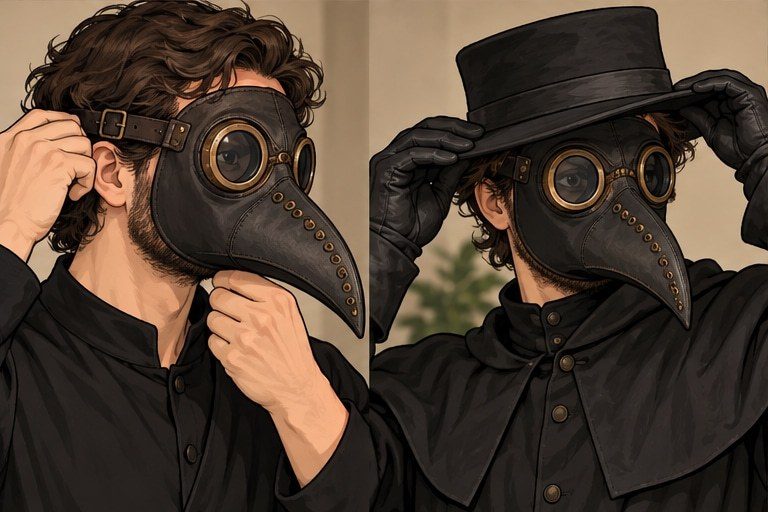 Fit the beaked mask straps and keep the lenses clear