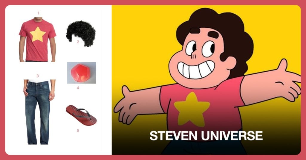 Steven Universe Star T-Shirt, Black Afro Wig and Levi’s Men’s Regular 505 Fit Jeans beside Steven Universe
