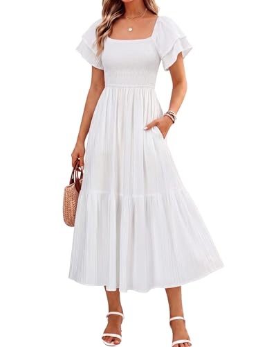 White Ruffle Midi Dress