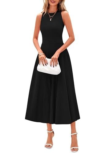 Black Pleated Midi Dress