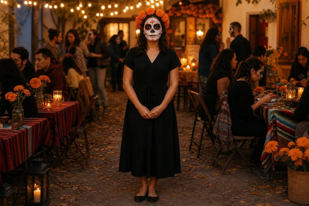 Black Floral Calavera costume outfit