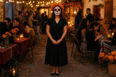 Black Floral Calavera costume outfit