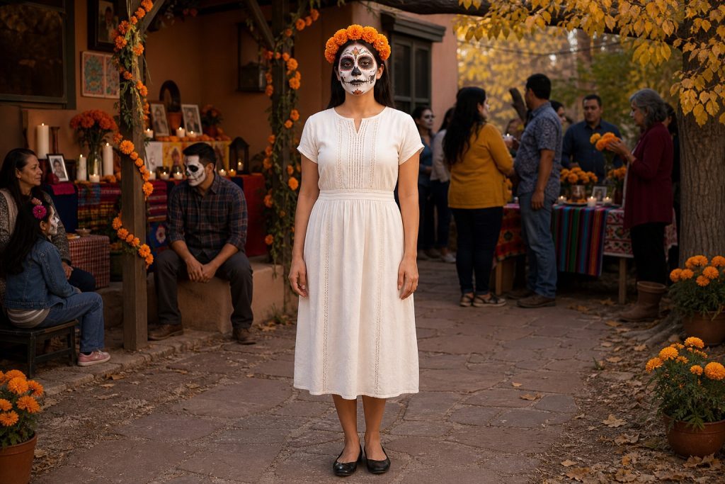 White Floral Calavera costume outfit