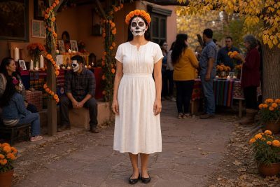 White Floral Calavera costume outfit