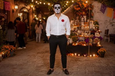 White Shirt Calavera costume outfit