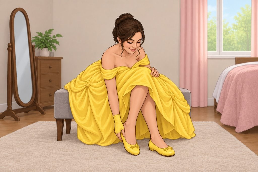 Taco Belle costume: 3. Add the Yellow Flats and Taco
