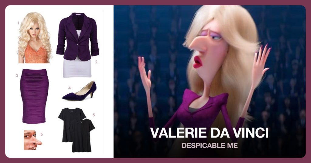 Valerie Da Vinci costume from Despicable Me: Bombshell Wig, Knit Blazer, Bodycon Skirt, Dress Pumps Shoes