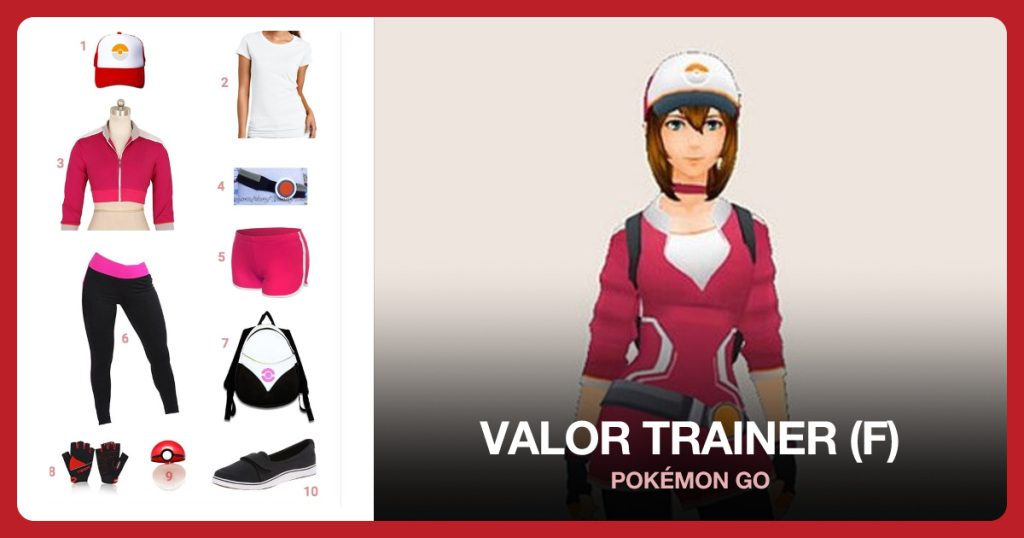 Pokemon Go Girl Trainer Hat and Solid Short-Sleeve Crew-Neck T-Shirt beside Valor Trainer (F)