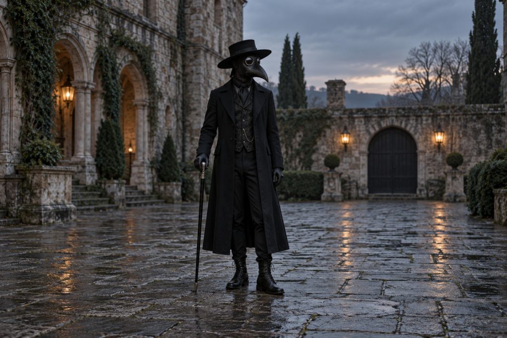 Victorian physician black hat, frock coat and waistcoat costume