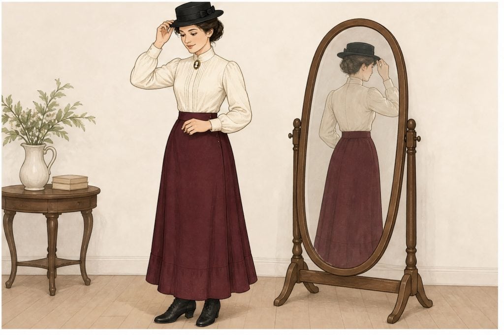 Add small hat and check outfit