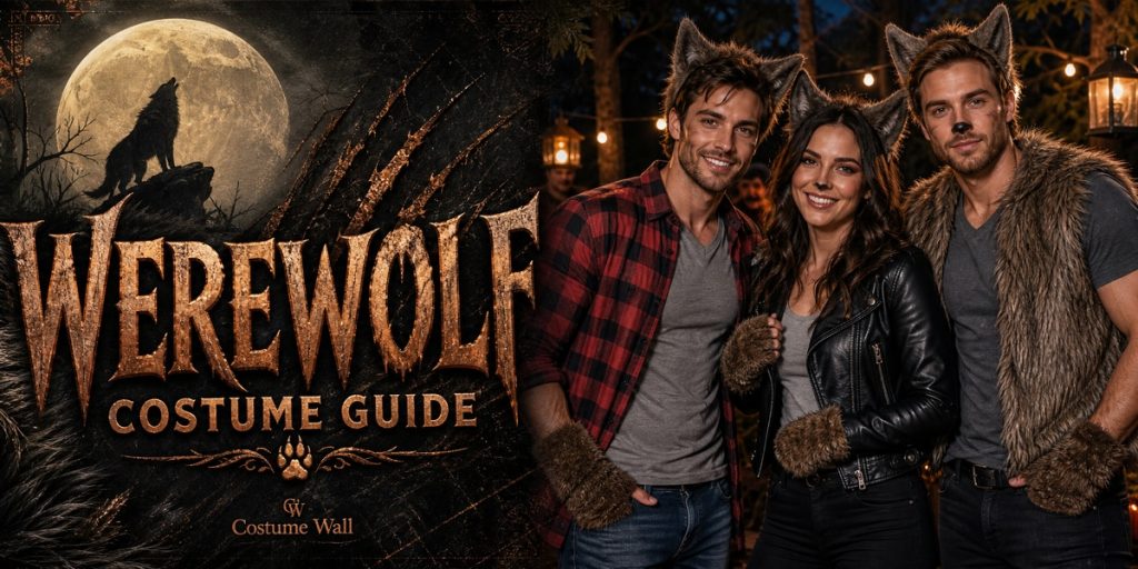 Red Plaid Flannel Shirt, Athletic Heather Gray T-Shirt, Black Faux Leather Jacket and Brown Faux Fur Vest beside Werewolf