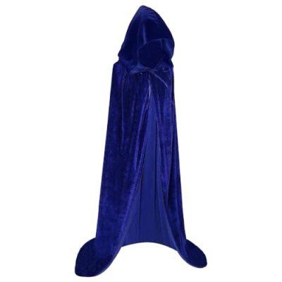 Blue Hooded Velvet Cloak