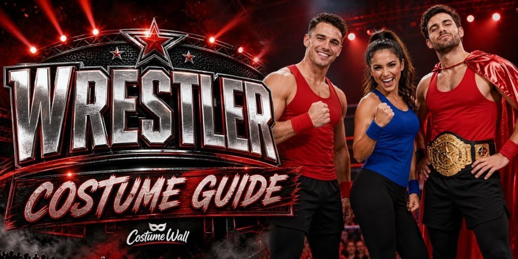 Red Athletic Tank, Blue Athletic Tank, Black Athletic Shorts and Red Athletic Shorts beside Wrestler