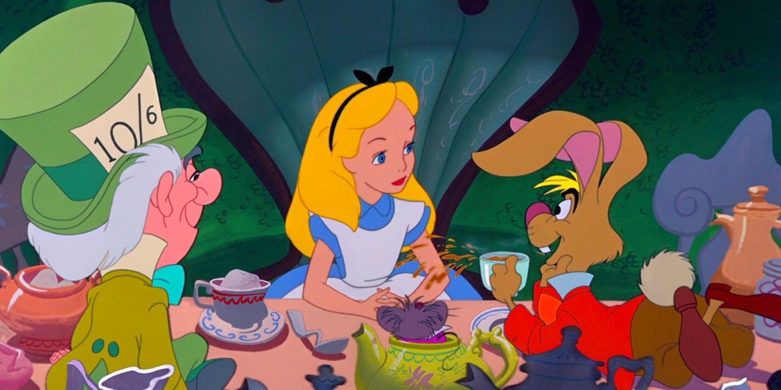 Alice at the Mad Tea Party with the Mad Hatter and the March Hare