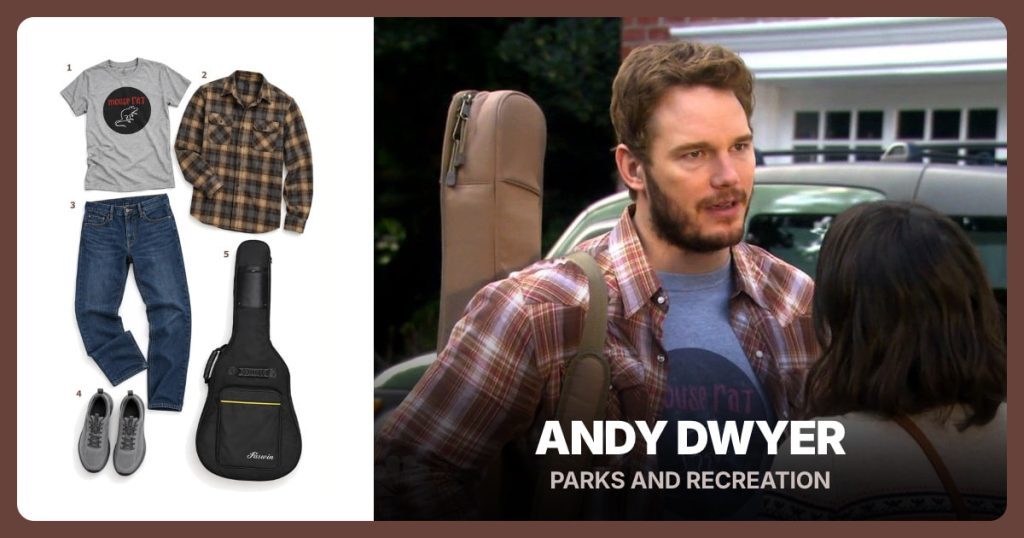 Andy Dwyer Costume Guide outfit and accessories