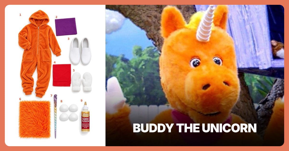 Buddy the Unicorn costume guide with clothing and accessories