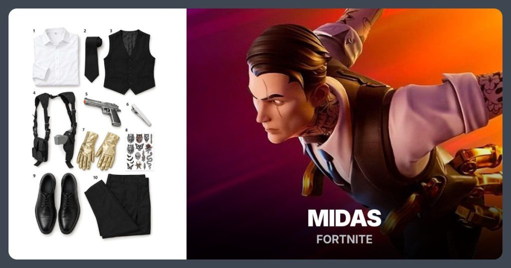 White Button-Down Shirt, Black Tie, Black Vest and Shoulder Holster beside Midas