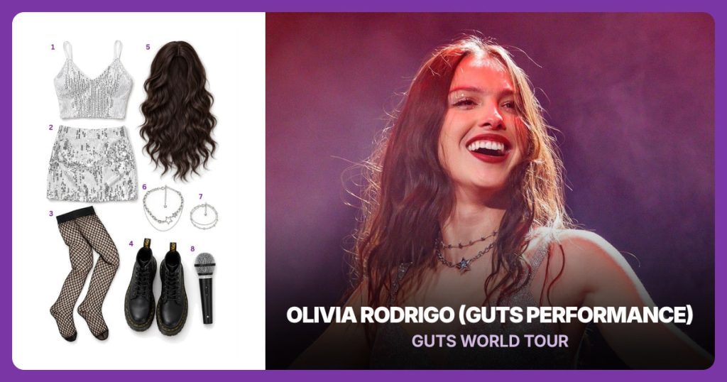 Olivia Rodrigo (GUTS Performance) Costume Guide outfit and accessories