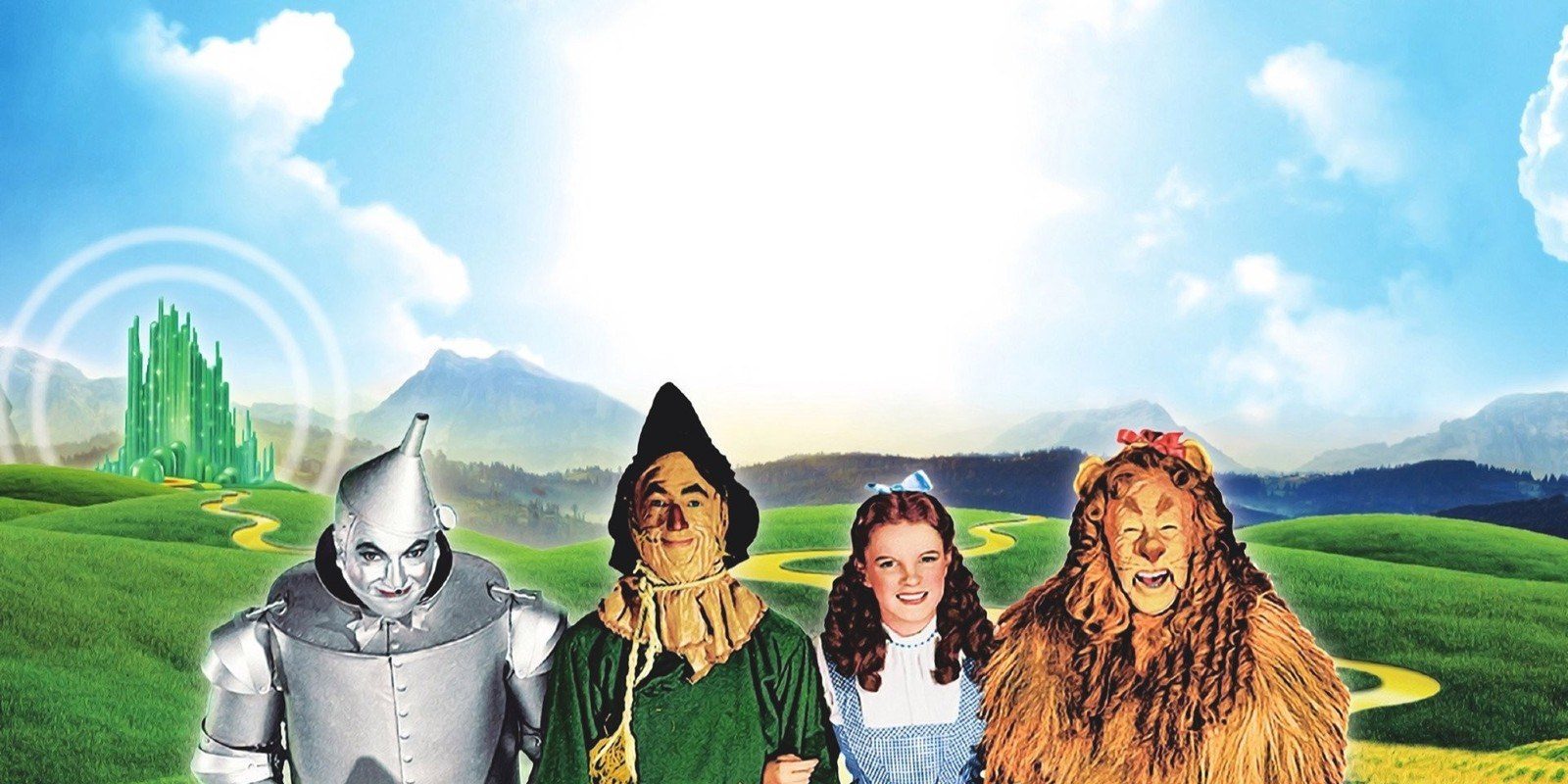 The Wizard of Oz 1939 - Dorothy, Scarecrow, Tin Man and Cowardly Lion on the Yellow Brick Road