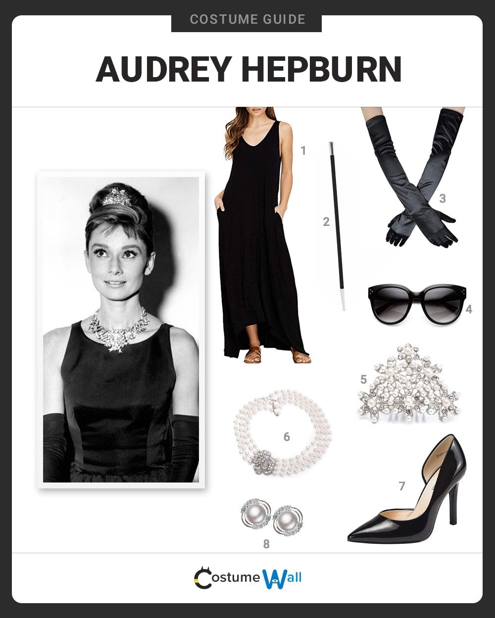 Audrey Hepburn (Black Dress) costume guide
